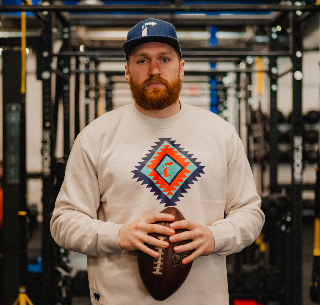 Men’s Relaxed Crew Sweatshirt – Aztec Arrow Graphic Pullover for Everyday Comfort