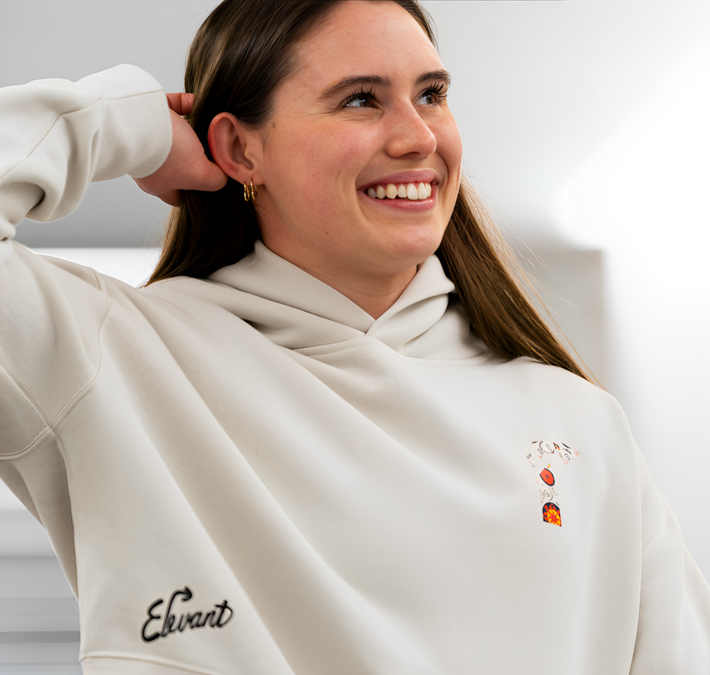 White Floral Arrow Crop Sweatshirt – Women’s Cropped Pullover for Everyday Comfort & Style