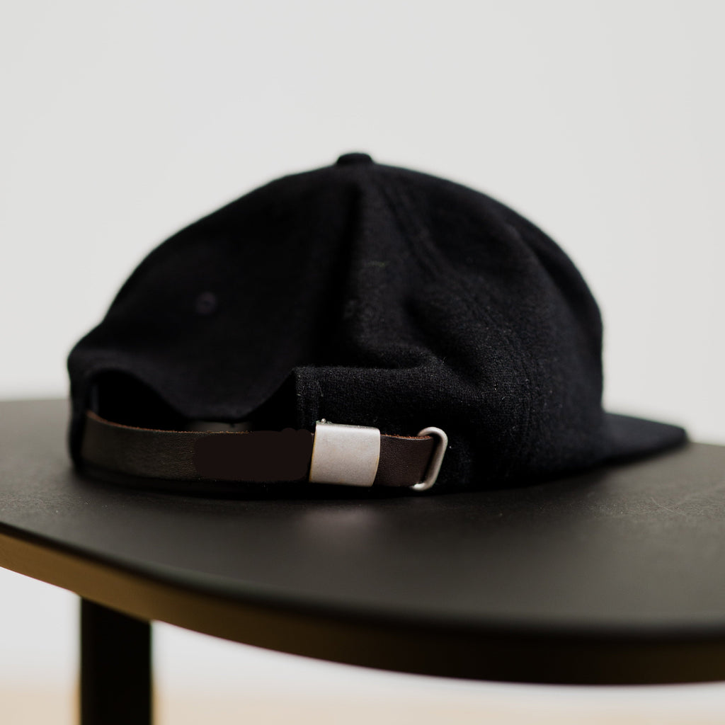 Black Melton Wool Hat with Leather Strap – Premium Adjustable Wool Cap for Timeless Style