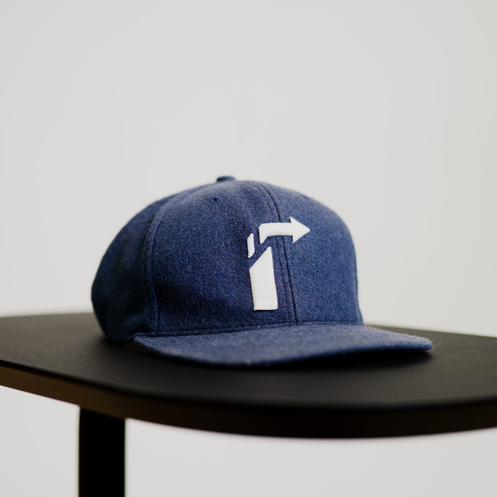 Navy Melton Wool Hat with Leather Strap – Premium Adjustable Cap for Timeless Style