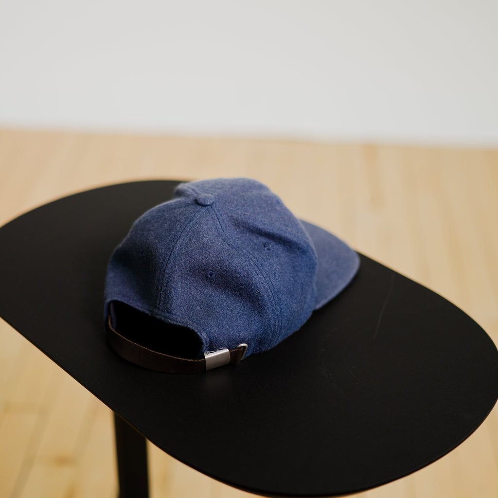 Navy Melton Wool Hat with Leather Strap – Premium Adjustable Cap for Timeless Style