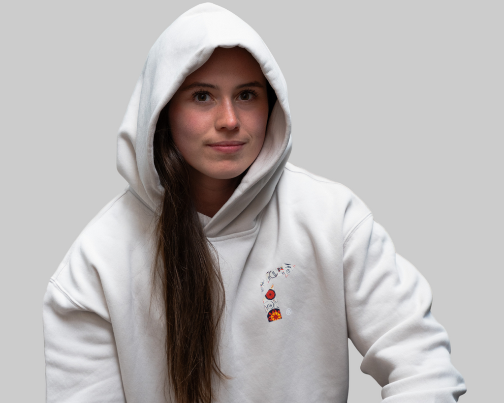 White Floral Arrow Crop Sweatshirt – Women’s Cropped Pullover for Everyday Comfort & Style