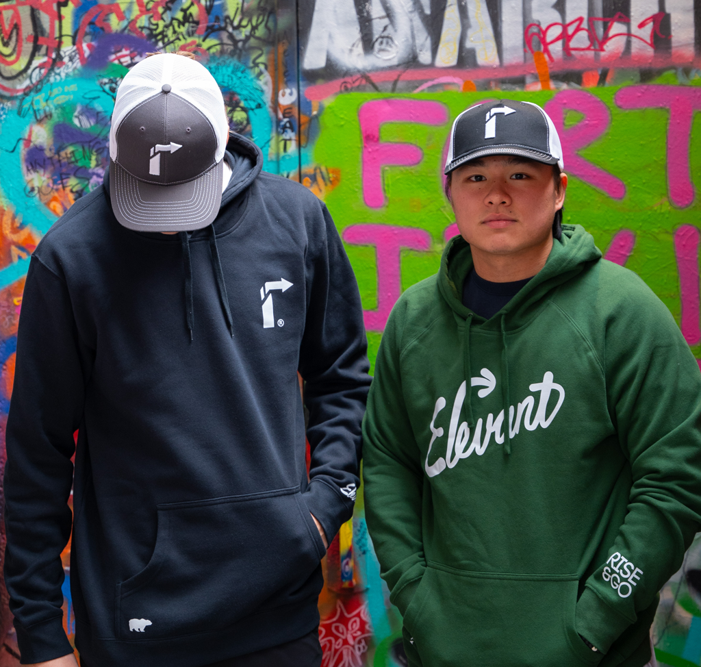 Elevant Trucker Snapback Hat – White Arrow Logo, Mesh Back, Adjustable Fit