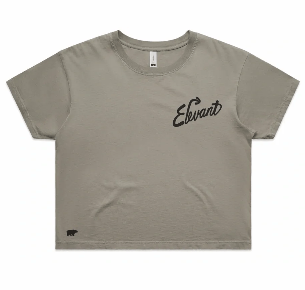 Women’s Motivational Crop Top – “Rise & Go” Graphic Tee in Ecru | ELEVANT