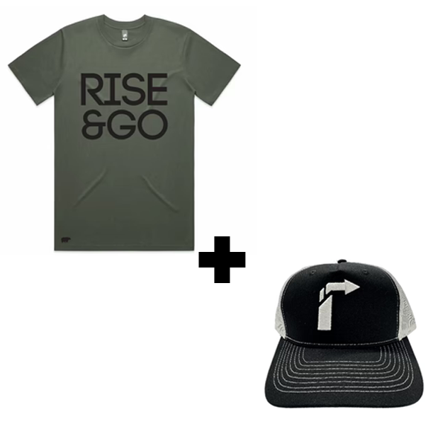 BUNDLE: CYPRUS RISE & GO TEE + ELEVANT TRUCKER SNAPBACK